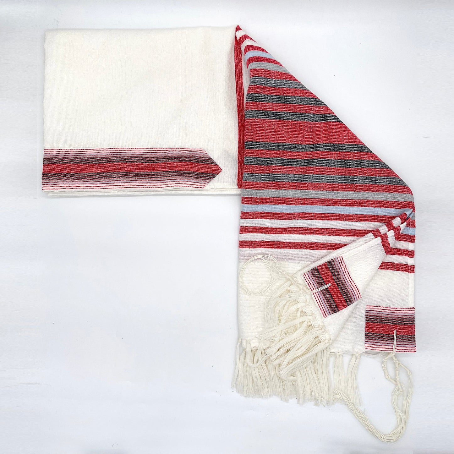 Ron - Wool Tallit - Red and Black Stripes