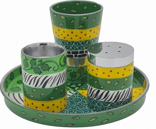 Havdalah Set With Round Tray - Green