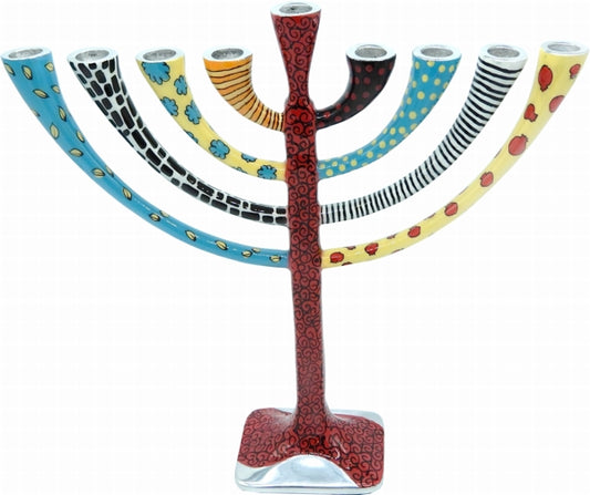 Chanukah Menorah Classic - Square stand - Burgundy