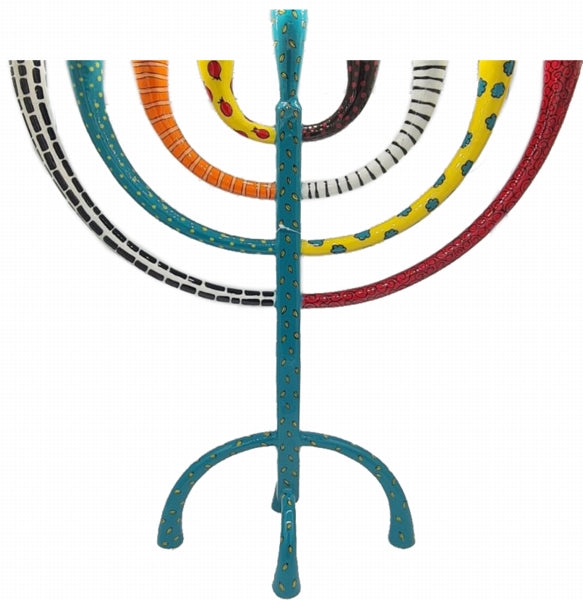 Chanukah Menorah Classic - Turquoise center