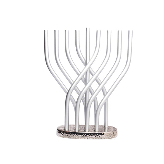 Hanukkah Menorah - Flame - Silver