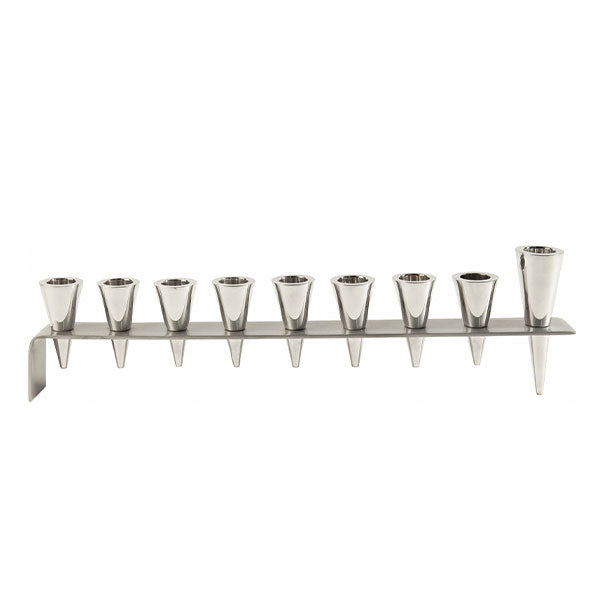 Hanukkah Menorah - Metal Strip + Cone - Natural