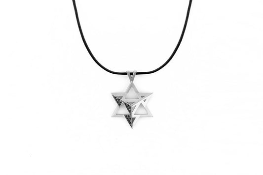 Merkavah Pendant set with Black Colored Diamond - Chaya & Raphael's Galleries