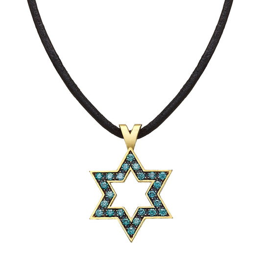 Star of David set with Blue Diamonds - Chaya & Raphael's Galleries