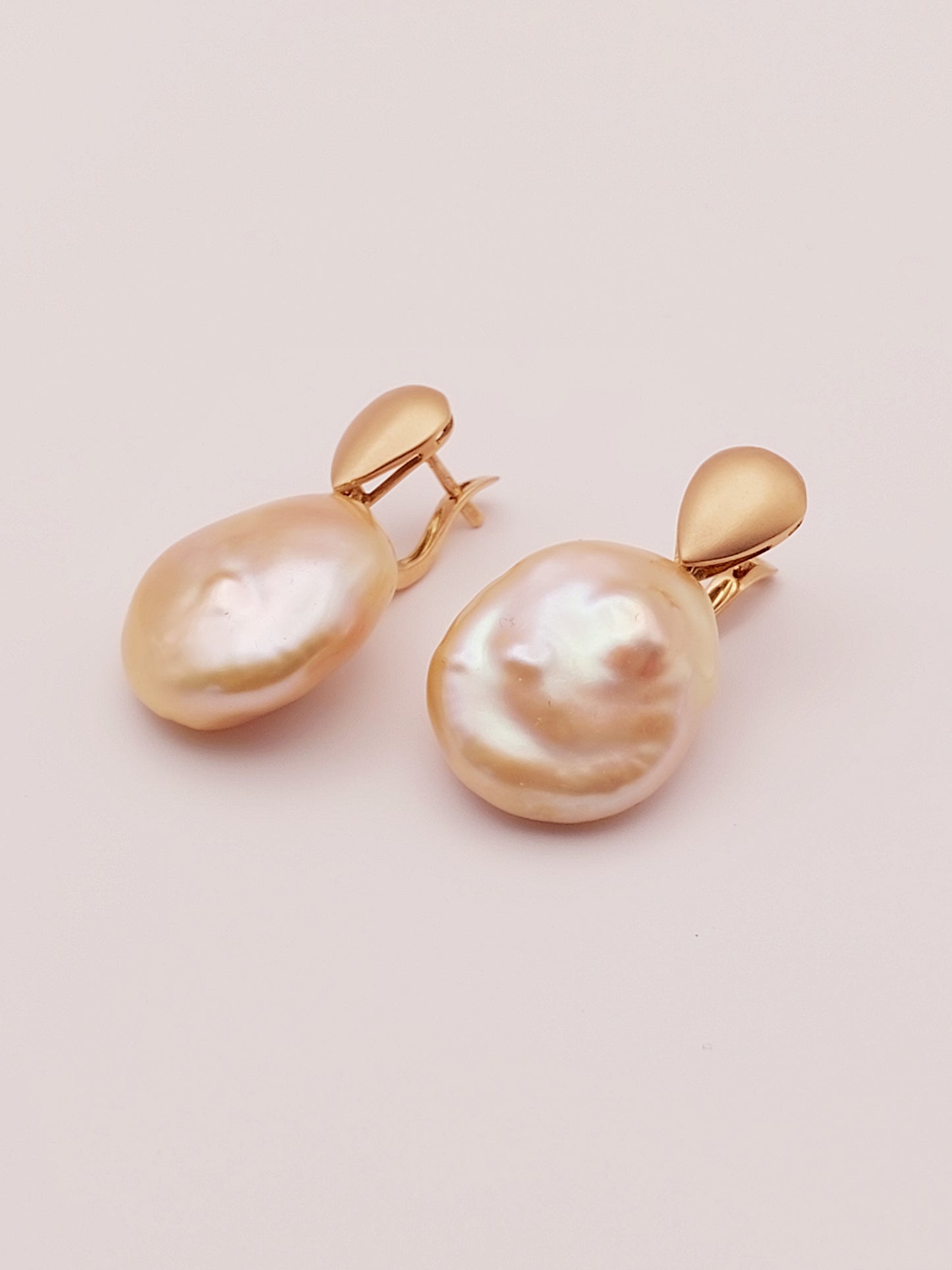 Freshwater Baroque Rose Gold Earrings