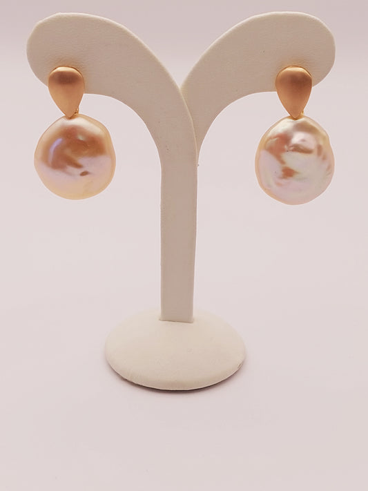 Freshwater Baroque Rose Gold Earrings