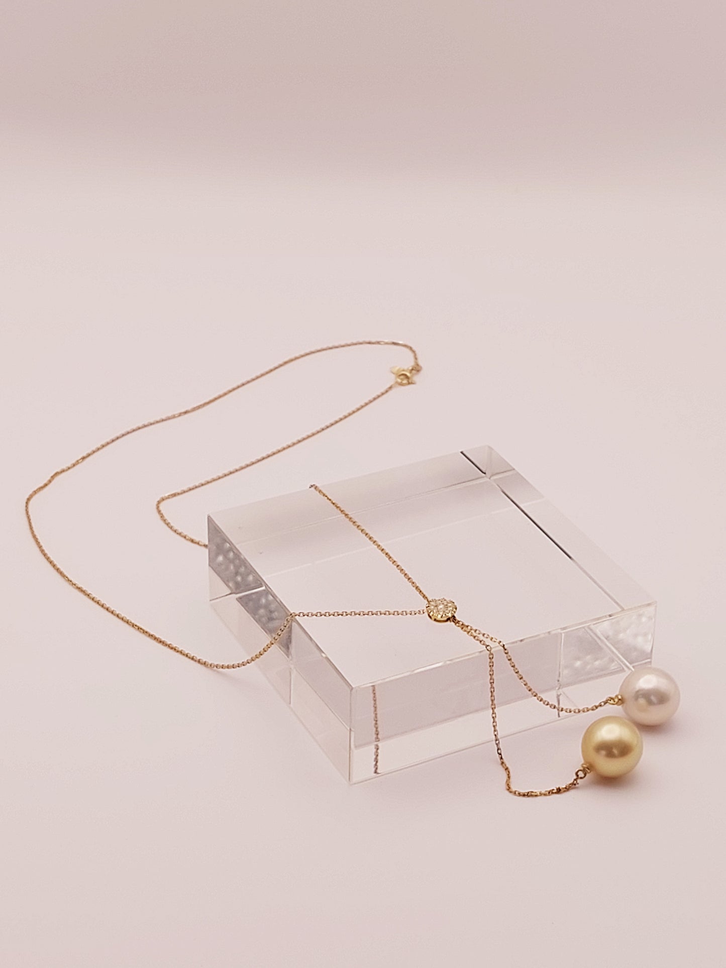Golden & White South Sea Pearl with Diamonds Necklace