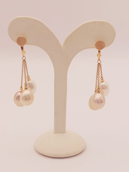Long Freshwater and White South Pearl Earrings
