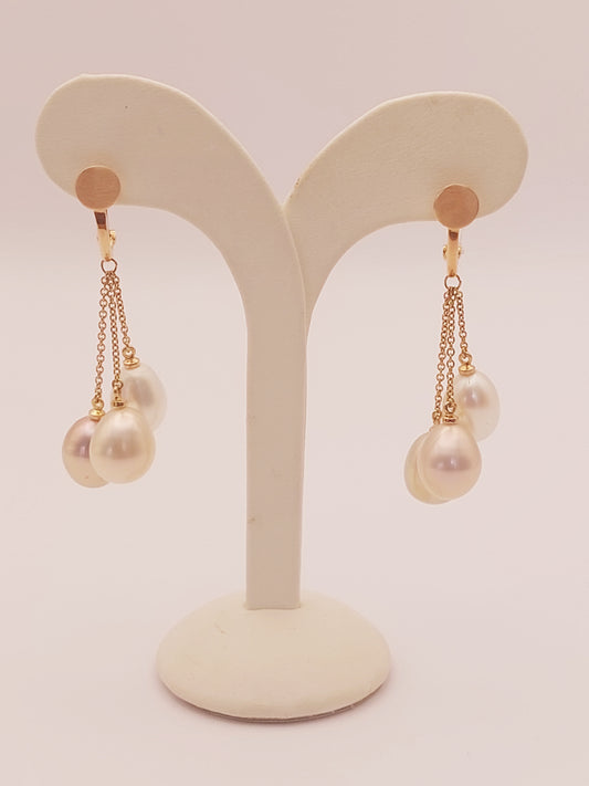 Long Freshwater and White South Pearl Earrings