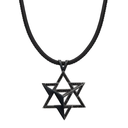 Merkavah Pendant set with Black Colored Diamond (Blackened) - Chaya & Raphael's Galleries