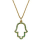 Hamsa Pendant set with Colored Green Diamonds - Chaya & Raphael's Galleries