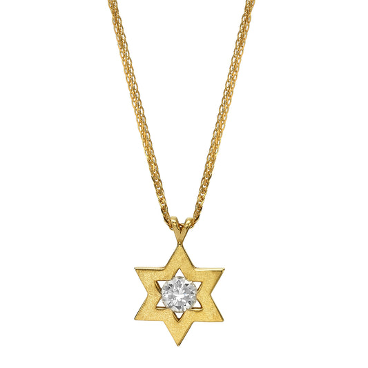 Star of David set with a Center Blue Colored Diamond - Chaya & Raphael's Galleries