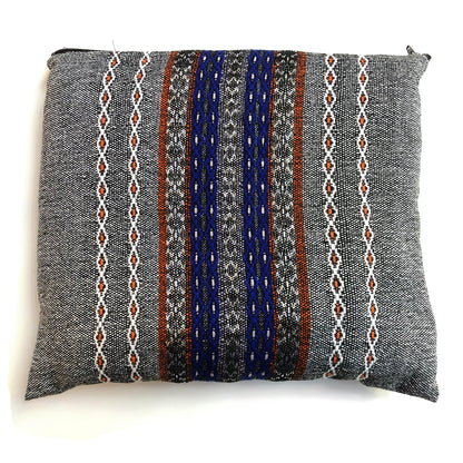 Gabrieli Premium - Wool Tallit - Blue & Orange with Silver on Gray