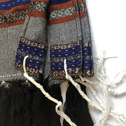 Gabrieli Premium - Wool Tallit - Blue & Orange with Silver on Gray
