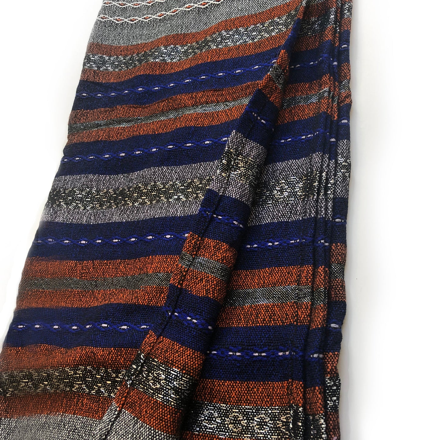 Gabrieli Premium - Wool Tallit - Blue & Orange with Silver on Gray