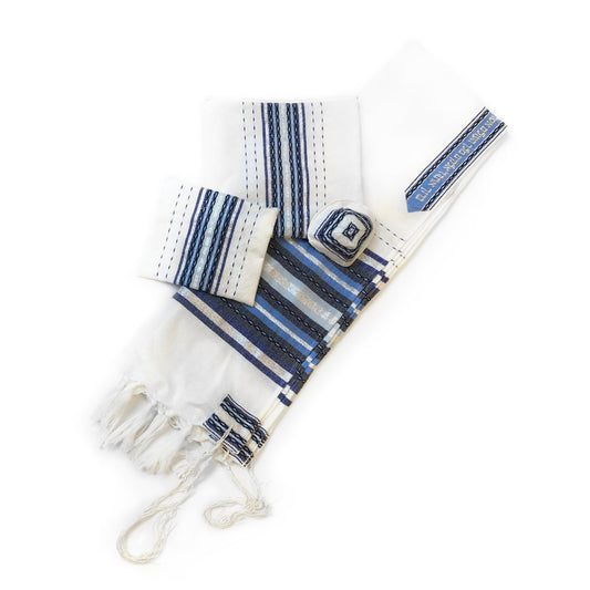 Gabrieli Premium - Wool Tallit - shades of Blue & Silver