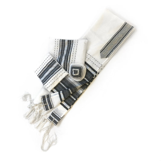 Gabrieli Premium - Wool Tallit - Gray & Silver