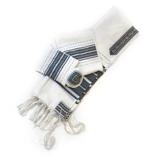 Gabrieli Premium - Wool Tallit - Denim & Silver