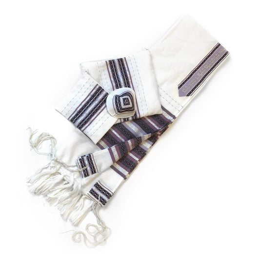 Gabrieli Premium - Wool Tallit - Purples & Silver