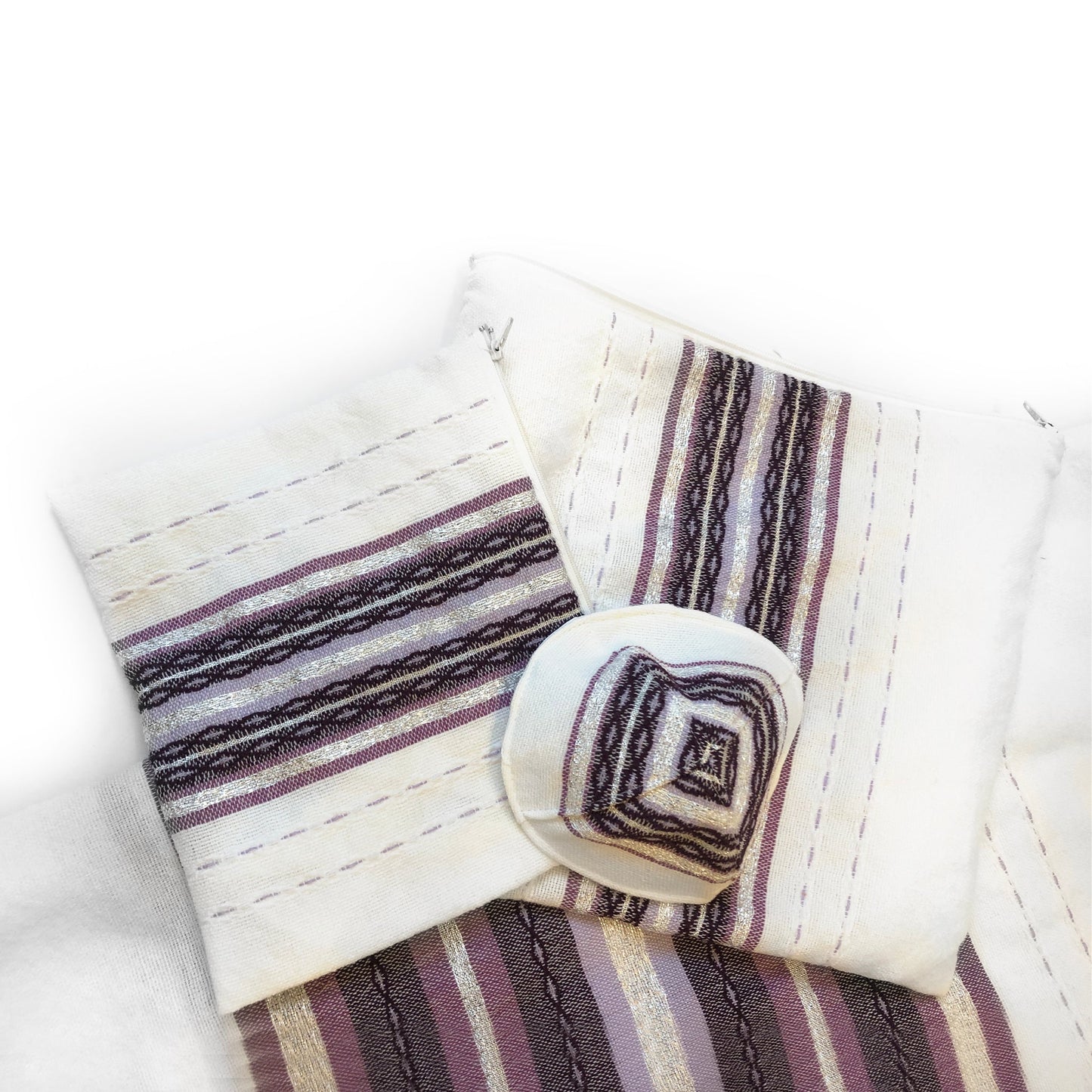 Gabrieli Premium - Wool Tallit - Purples & Silver