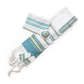 Tal - Silk Tallit - Turquoise with Gold on White
