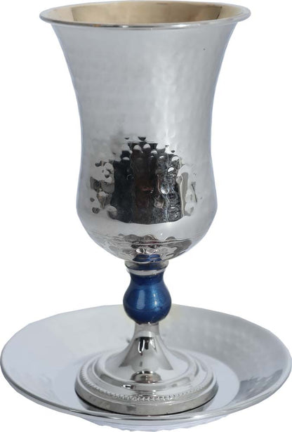 Kiddush Cup Hammered with Gold (Various Colors) - Chaya & Raphael's Galleries