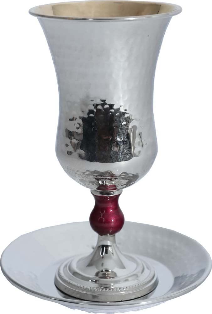 Kiddush Cup Hammered with Gold (Various Colors) - Chaya & Raphael's Galleries