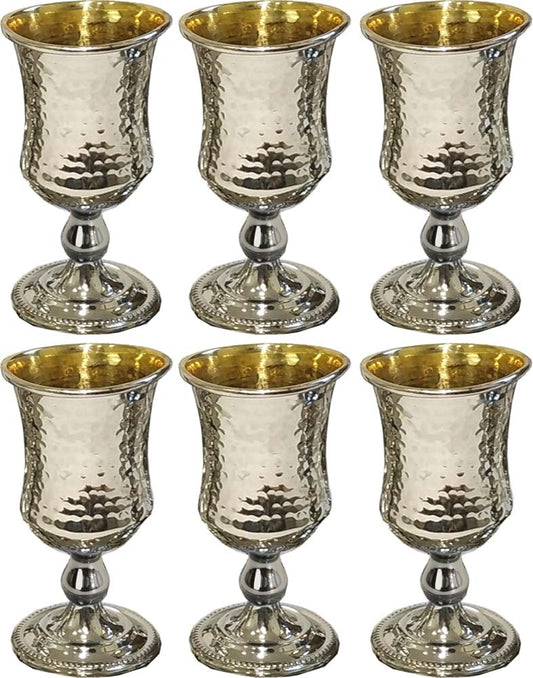 Kiddush Cup Hammered with Gold. Set of 6 small Cups (Various Colors) - Chaya & Raphael's Galleries