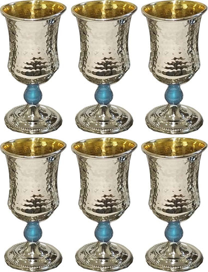Kiddush Cup Hammered with Gold. Set of 6 small Cups (Various Colors) - Chaya & Raphael's Galleries