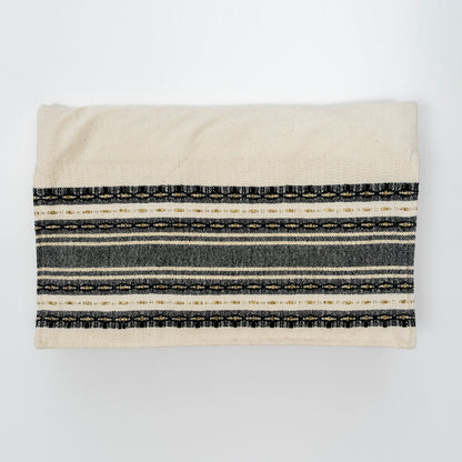 Samuel - Cotton Tallit - Black with Gold on Off-White