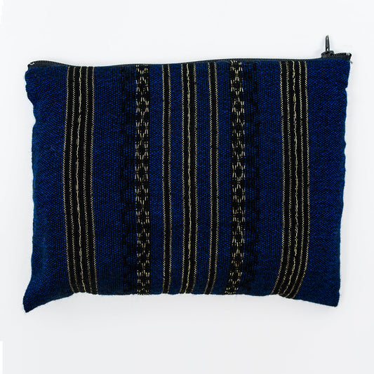 Hagar - Wool Tallit - Black and Gold Design on Blue