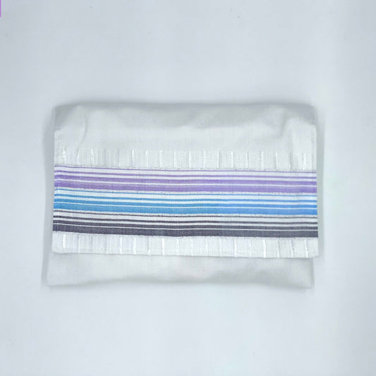 Ella - Silk Tallit  - Pastel Purple and blues with Silver on White