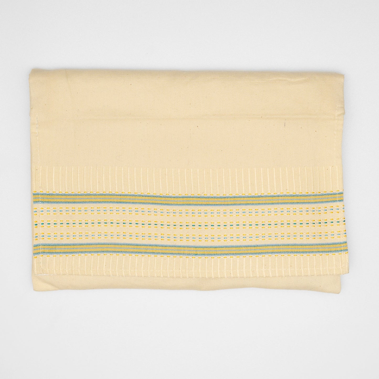 Elia - Silk Tallit - Blue, Green and Yellow on Off-White