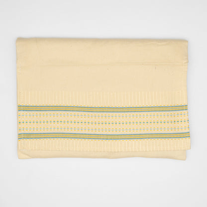 Elia - Silk Tallit - Blue, Green and Yellow on Off-White