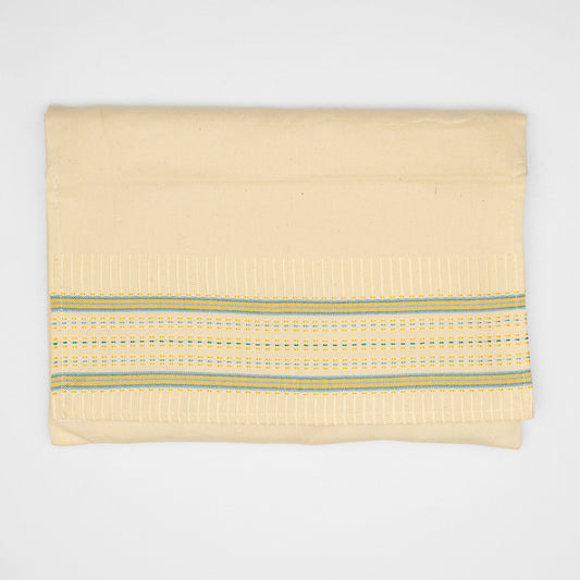 Elia - Silk Tallit - Blue, Green and Yellow on Off-White