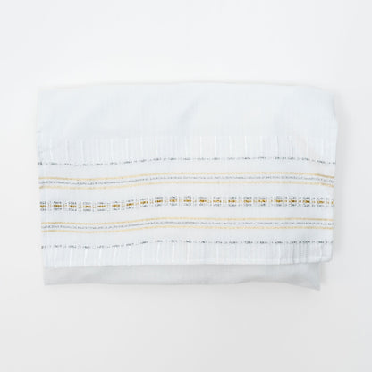 Elia - Silk Tallit - Gold and Silver on White