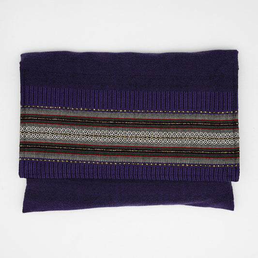 Elia - Cotton Tallit - Gray With Gold on Purple