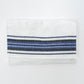 Ruth - Silk Tallit - Blue and Black with Silver on White