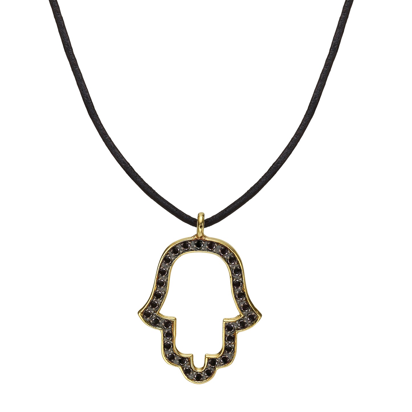 Hamsa Pendant set with Colored Black Diamonds - Chaya & Raphael's Galleries