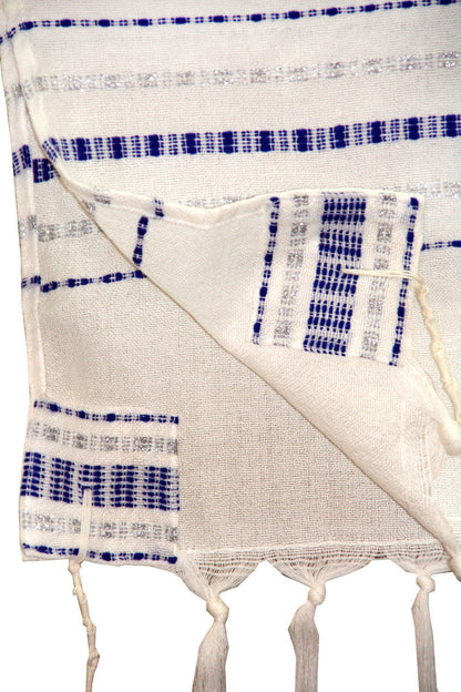 Perach - Wool Tallit - Blue and Silver