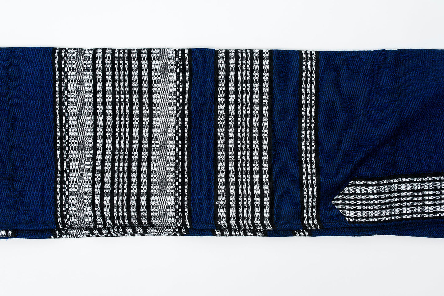 Yoel - Wool Tallit  - Black and Grays on Blue
