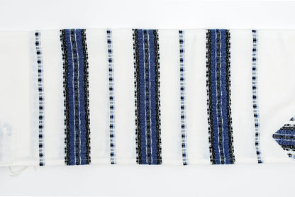 Ruth - Wool Tallit - Blue and Black with Silver