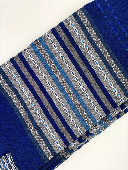 Gabrieli Premium - Wool Tallit - Shades of Blue with Silver on Blue