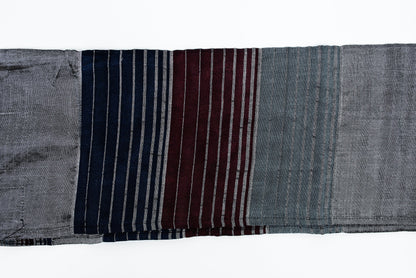 Ella - Silk Tallit- Blues and Bordeaux with Silver on Gray