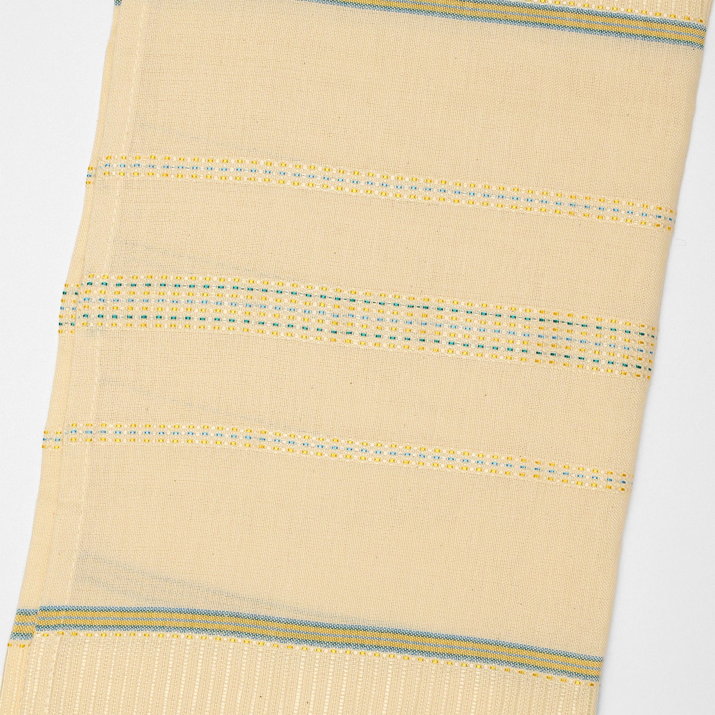 Elia - Silk Tallit - Blue, Green and Yellow on Off-White