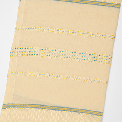 Elia - Silk Tallit - Blue, Green and Yellow on Off-White
