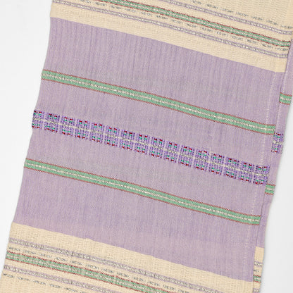 Elia - Silk Tallit - Lilac with Green, Bordeaux and silver on Off-White