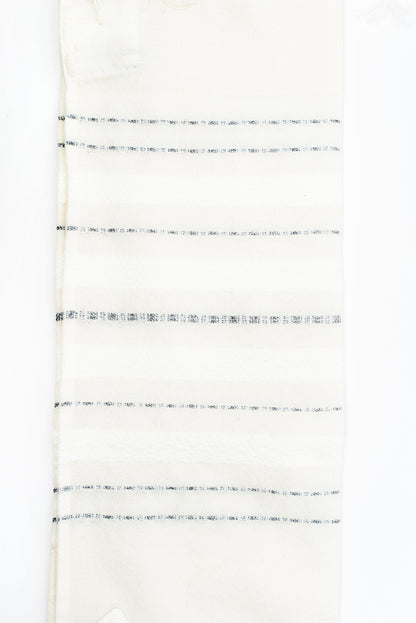 Perach - Wool Tallit - Silver Stripes on Off-White