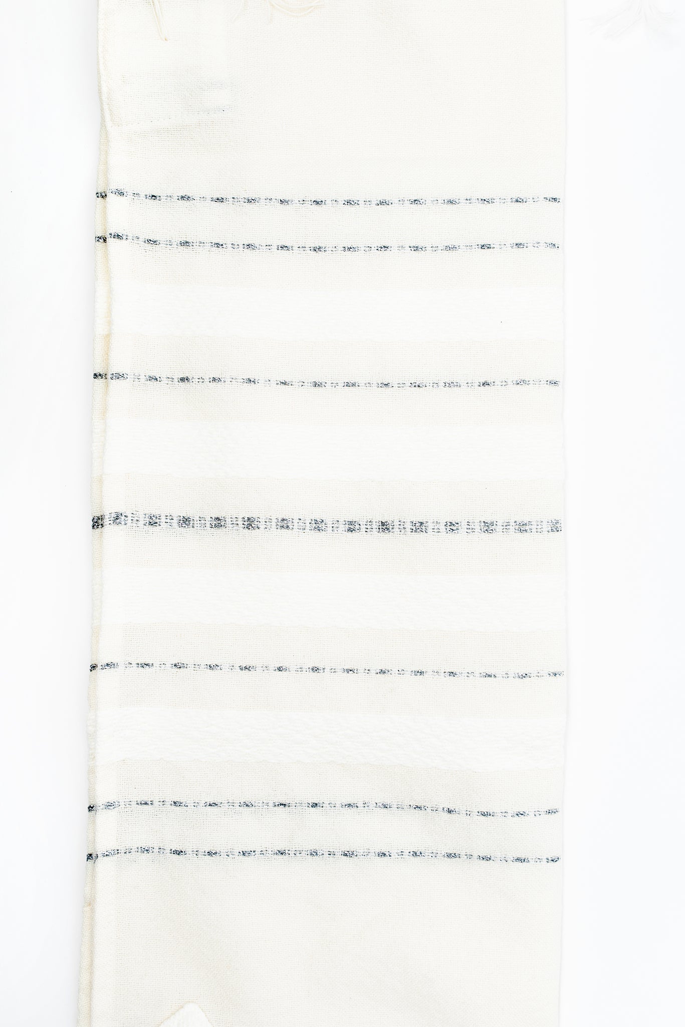 Perach - Wool Tallit - Silver Stripes on Off-White