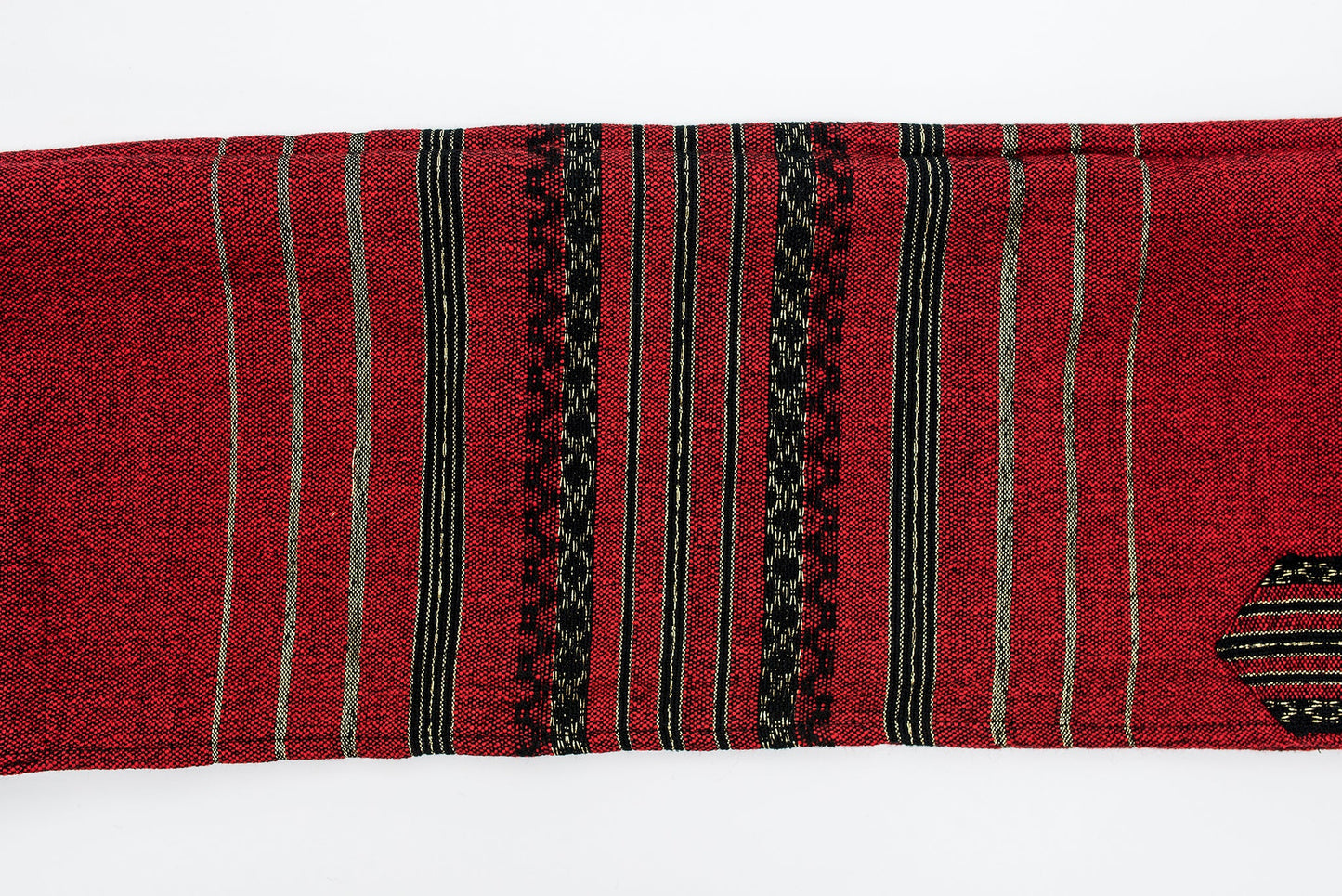 Hagar - Wool Tallit - Black and Gold Design on Red
